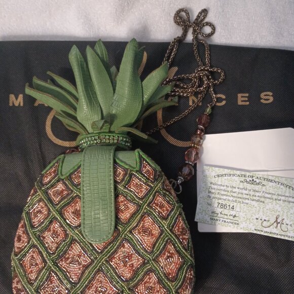 Mary Frances Pineapple Punch Yellow Green Beaded Fruit Bag. - Picture 5 of 5